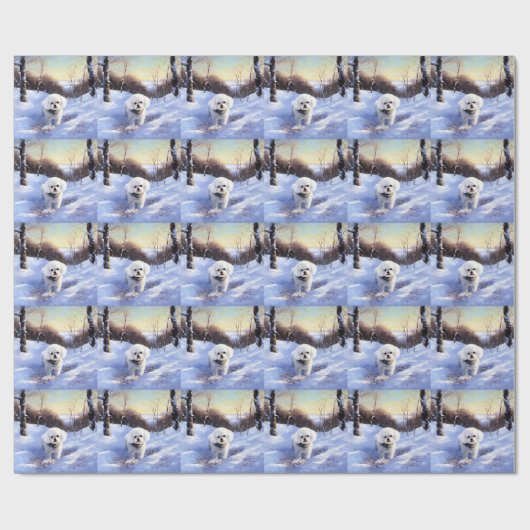 Bichon Frise lässt es Weihnachten schnee Geschenkpapier (Flach)