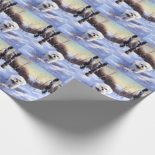 Bichon Frise lässt es Weihnachten schnee Geschenkpapier (Ecke)