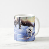 Bichon Frise lässt es Weihnachten schnee Kaffeetasse (VorderseiteRechts)