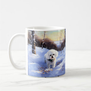 Bichon Frise lässt es Weihnachten schnee Kaffeetasse