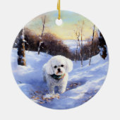 Bichon Frise lässt es Weihnachten schnee Keramik Ornament (Hinten)