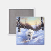Bichon Frise lässt es Weihnachten schnee Magnet (Vorderseite/Rückseite)