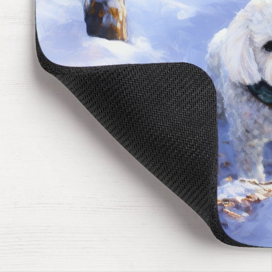 Bichon Frise lässt es Weihnachten schnee Mousepad (Ecke)