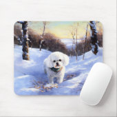 Bichon Frise lässt es Weihnachten schnee Mousepad (Mit Mouse)
