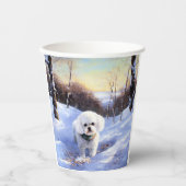 Bichon Frise lässt es Weihnachten schnee Pappbecher (Vorderseite)