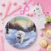 Bichon Frise lässt es Weihnachten schnee Pappteller (Party)