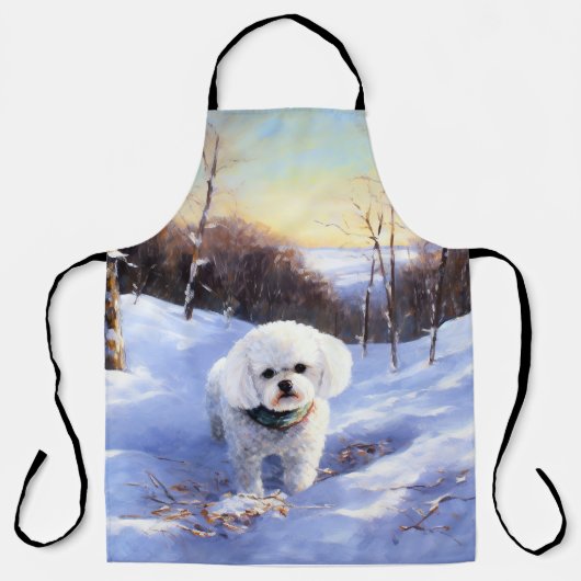 Bichon Frise lässt es Weihnachten schnee Schürze (Vorderseite)