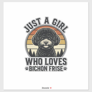 Bichon Frise Mädchen Vintage Hundeliebhaber Shirt_ Aufkleber