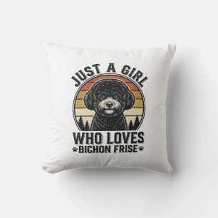 Bichon Frise Mädchen Vintage Hundeliebhaber Shirt_ Kissen