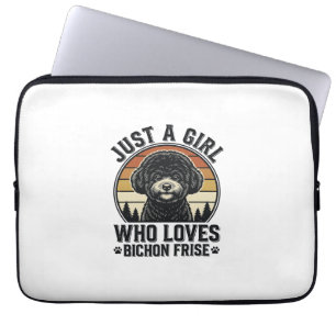 Bichon Frise Mädchen Vintage Hundeliebhaber Shirt_ Laptopschutzhülle