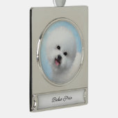 Bichon Frise Malerei - Niedliche Original Dog Art Banner-Ornament Silber (Rechts)