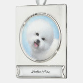Bichon Frise Malerei - Niedliche Original Dog Art Banner-Ornament Silber (Links)