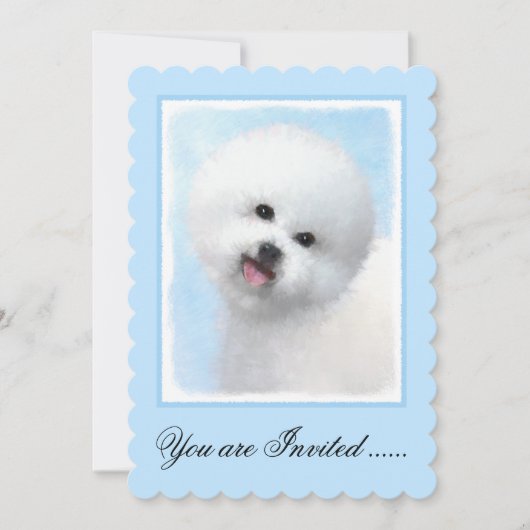 Bichon Frise Malerei - Niedliche Original Dog Art Einladung (Vorderseite)