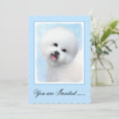 Bichon Frise Malerei - Niedliche Original Dog Art Einladung (Stehend Vorderseite)
