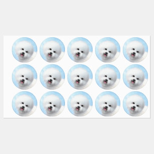 Bichon Frise Malerei - Niedliche Original Dog Art Etiketten