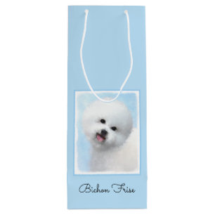 Bichon Frise Malerei - Niedliche Original Dog Art Geschenktüte Für Weinflaschen