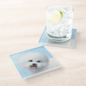 Bichon Frise Malerei - Niedliche Original Dog Art Glasuntersetzer (Schrägansicht)