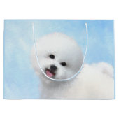 Bichon Frise Malerei - Niedliche Original Dog Art Große Geschenktüte (Vorderseite)