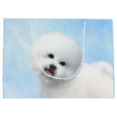 Bichon Frise Malerei - Niedliche Original Dog Art Große Geschenktüte (Rückseite)