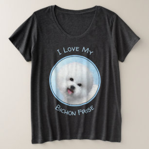 Bichon Frise Malerei - Niedliche Original Dog Art Große Größe T-Shirt