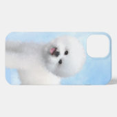 Bichon Frise Malerei - Niedliche Original Dog Art iPhone Hülle (Rückseite (Horizontal))