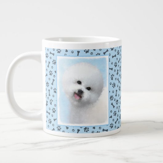 Bichon Frise Malerei - Niedliche Original Dog Art Jumbo-Tasse (Links)