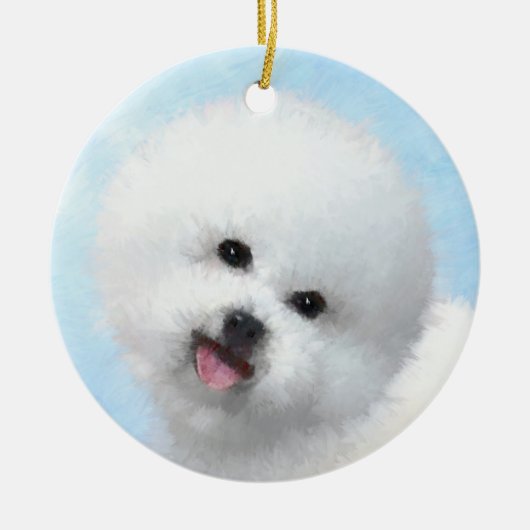 Bichon Frise Malerei - Niedliche Original Dog Art Keramikornament (Vorne)