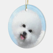 Bichon Frise Malerei - Niedliche Original Dog Art Keramikornament (Links)