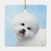 Bichon Frise Malerei - Niedliche Original Dog Art Keramikornament (Rückseite)