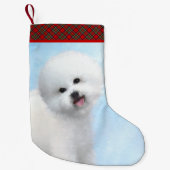 Bichon Frise Malerei - Niedliche Original Dog Art Kleiner Weihnachtsstrumpf (Vorderseite)
