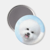Bichon Frise Malerei - Niedliche Original Dog Art Magnet (Vorderseite/Rückseite)