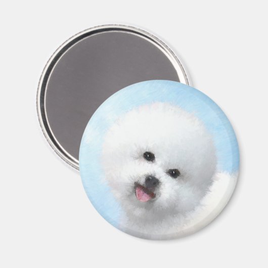 Bichon Frise Malerei - Niedliche Original Dog Art Magnet (Vorderseite/Rückseite)