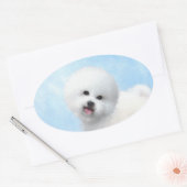 Bichon Frise Malerei - Niedliche Original Dog Art Ovaler Aufkleber (Umschlag)