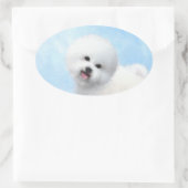Bichon Frise Malerei - Niedliche Original Dog Art Ovaler Aufkleber (Tasche)