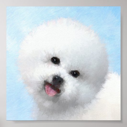 Bichon Frise Malerei - Niedliche Original Dog Art Poster (Vorne)