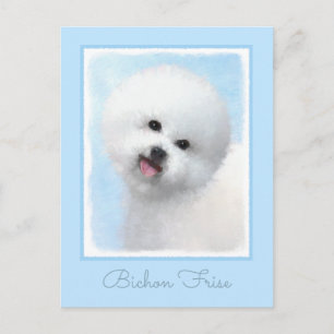 Bichon Frise Malerei - Niedliche Original Dog Art Postkarte