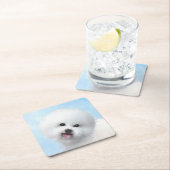 Bichon Frise Malerei - Niedliche Original Dog Art Rechteckiger Pappuntersetzer (Vor Ort)