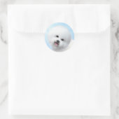 Bichon Frise Malerei - Niedliche Original Dog Art Runder Aufkleber (Tasche)