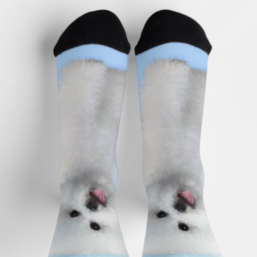 Bichon Frise Malerei - Niedliche Original Dog Art Socken (Oben)
