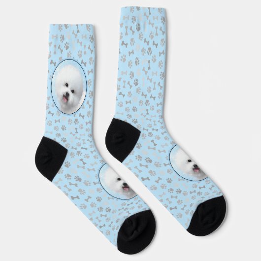 Bichon Frise Malerei - Niedliche Original Dog Art Socken (Rechts)