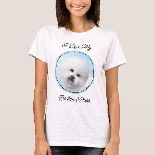 Bichon Frise Malerei - Niedliche Original Dog Art T-Shirt (Vorderseite)