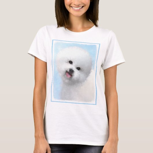 Bichon Frise Malerei - Niedliche Original Dog Art T-Shirt (Vorderseite)