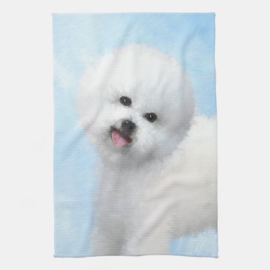 Bichon Frise Malerei - Niedliche Original Hunde Ku Geschirrtuch (Vertikal)