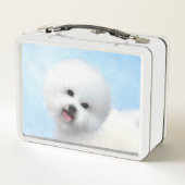 Bichon Frise Malerei - Niedliche Original Hunde Ku Metall Brotdose (Rückseite)