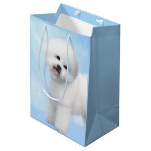 Bichon Frise Malerei - Niedliche Original Hunde Ku Mittlere Geschenktüte