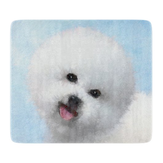 Bichon Frise Malerei - Niedliche Original Hunde Ku Schneidebrett (Vorderseite)