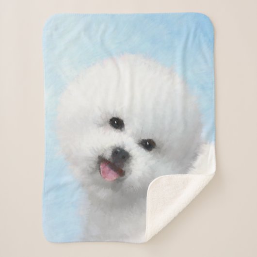 Bichon Frise Malerei - Niedliche Original Hunde Ku Sherpadecke (Vorderseite)