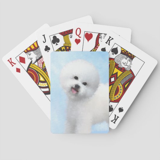 Bichon Frise Malerei - Niedliche Original Hunde Ku Spielkarten (Rückseite)