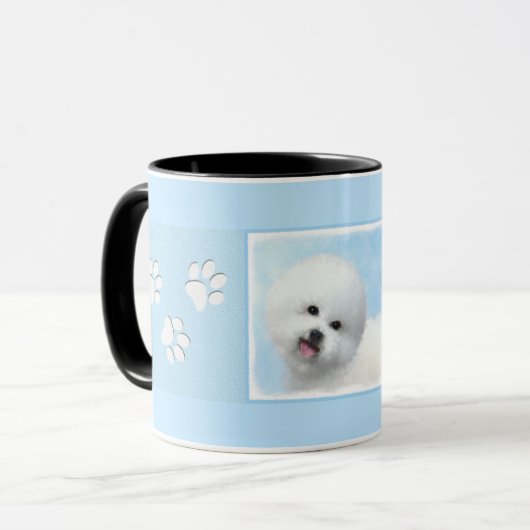 Bichon Frise Malerei - Niedliche Original Hunde Ku Tasse (Vorderseite Links)