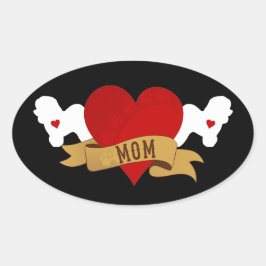Bichon Frise Mama [Tattoo style] Ovaler Aufkleber